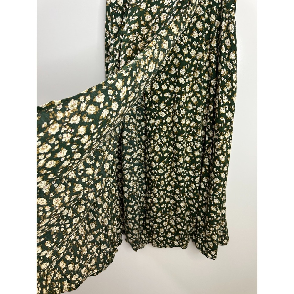 Vintage American Eagle Outfitters Green Floral Maxi Skirt Rayon 90s Boho Medium - Picture 7 of 15